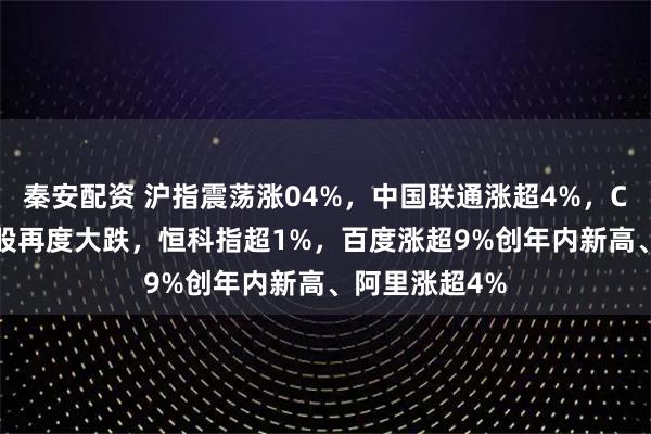 秦安配资 沪指震荡涨04%，中国联通涨超4%，CPO等AI硬件股再度大跌，恒科指超1%，百度涨超9%创年内新高、阿里涨超4%